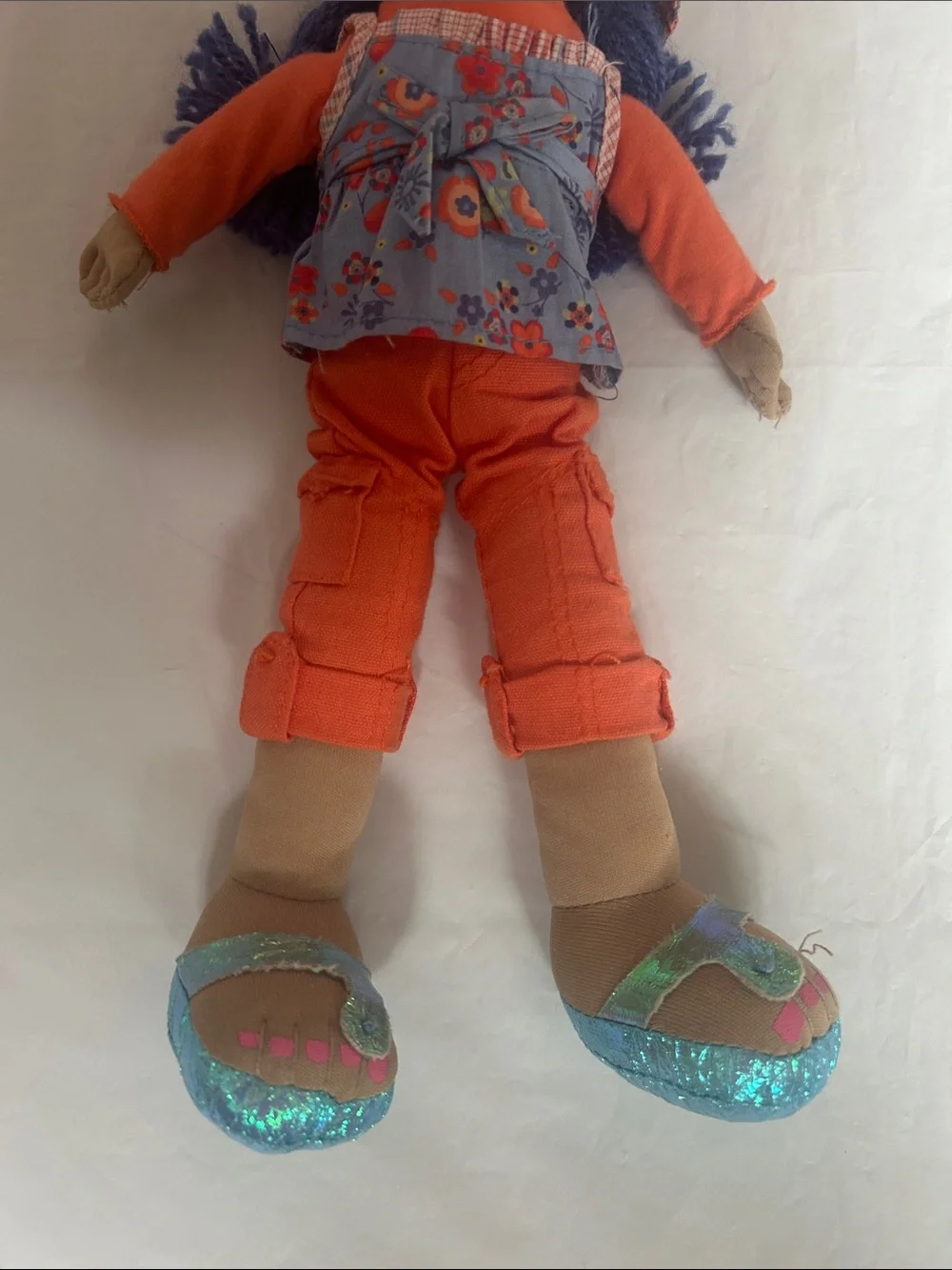 The Children's Place Orange Outfit Doll with Blue Floral Dress